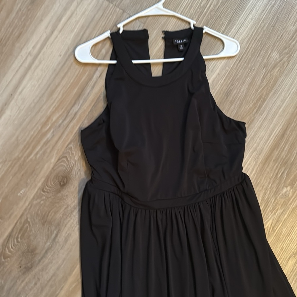 Torrid Elegant Black Maxi Studio Knit Halter Dress size 0 (size 12)with pockets. - Picture 4 of 8
